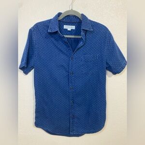 Aeropostale Men's S Blue Dot Print Short Sleeve Button Down Shirt 100% Cotton